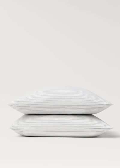 Two cotton percale two-tone striped pillowcases 60x60 cm
