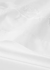 Cotton top sheet with hand-embroidered flower for / cm bed