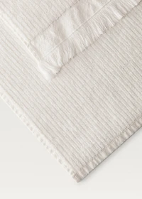 Stripe-embossed bath towel with fringes