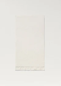 Stripe-embossed washbasin towel with fringes