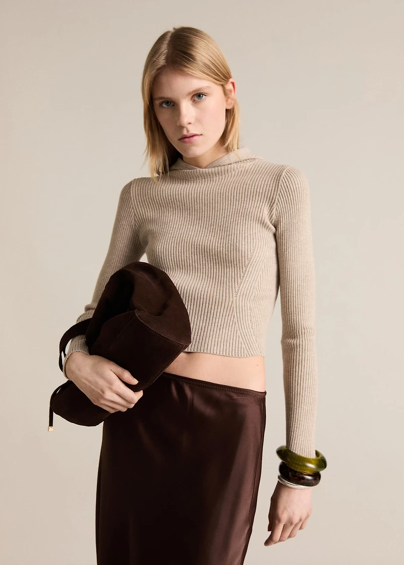 Ribbed hooded sweater