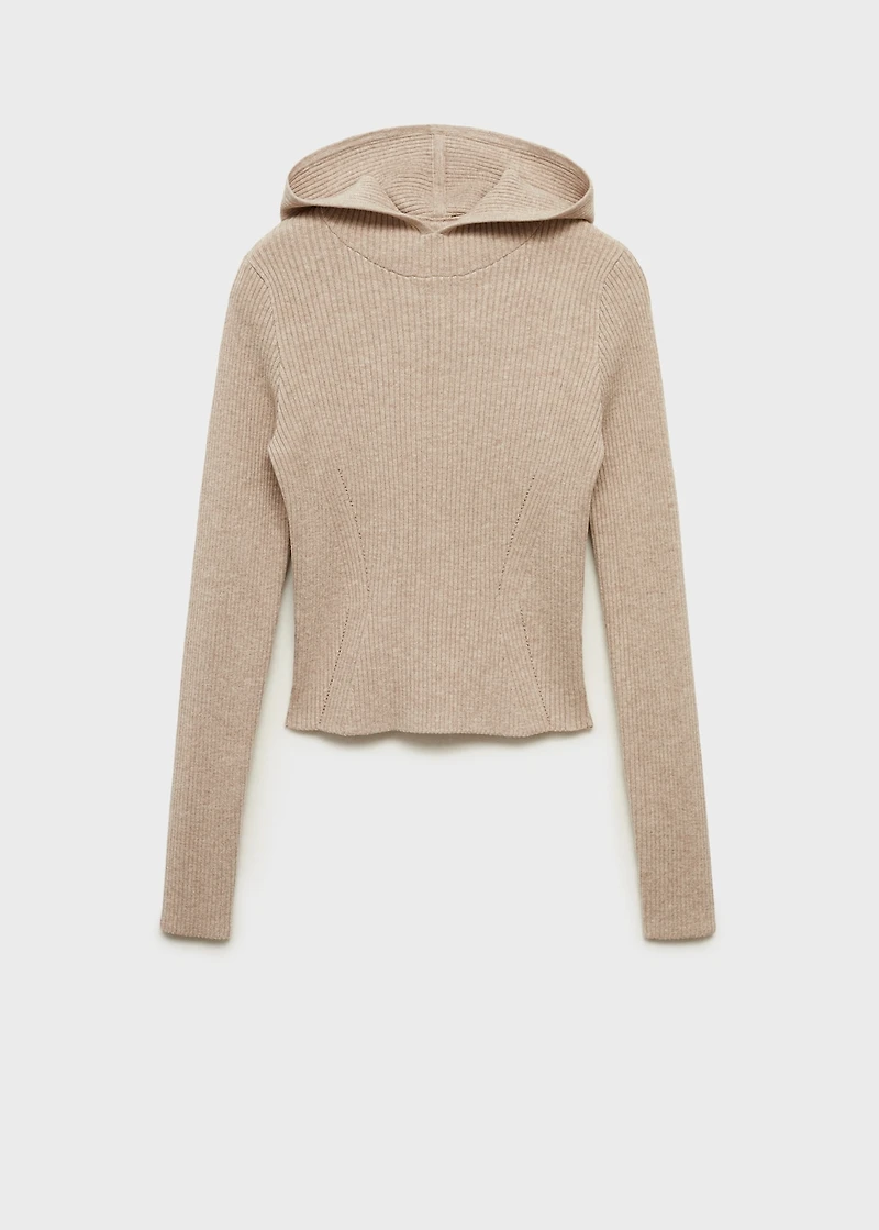 Ribbed hooded sweater