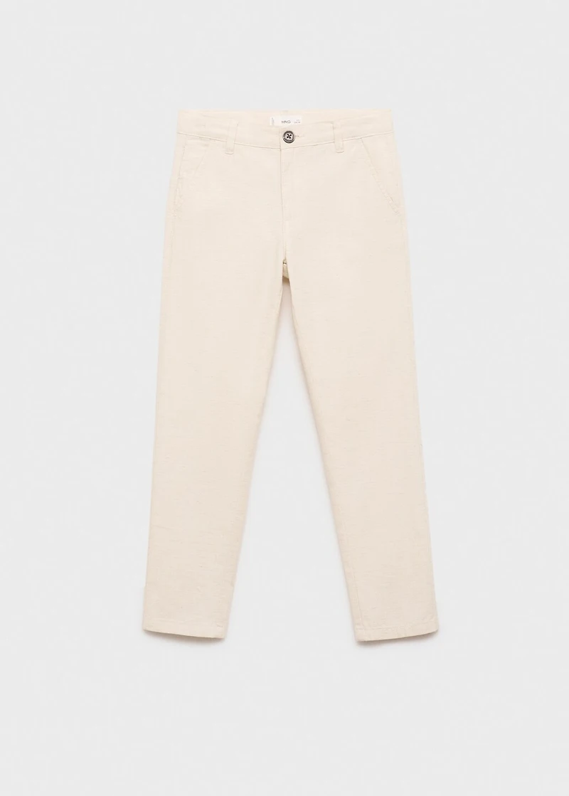 Cotton linen-blend trousers