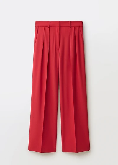 Wide leg wool-blend suit pants