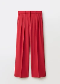 Wide leg wool-blend suit pants