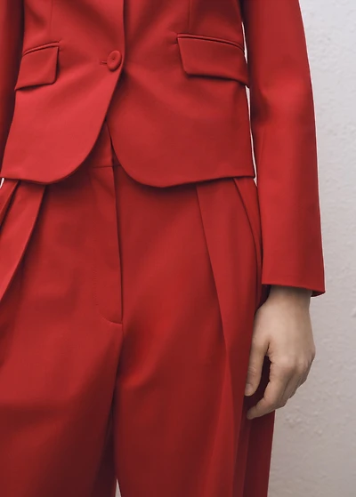 Wide leg wool-blend suit pants