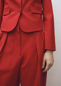 Wide leg wool-blend suit pants