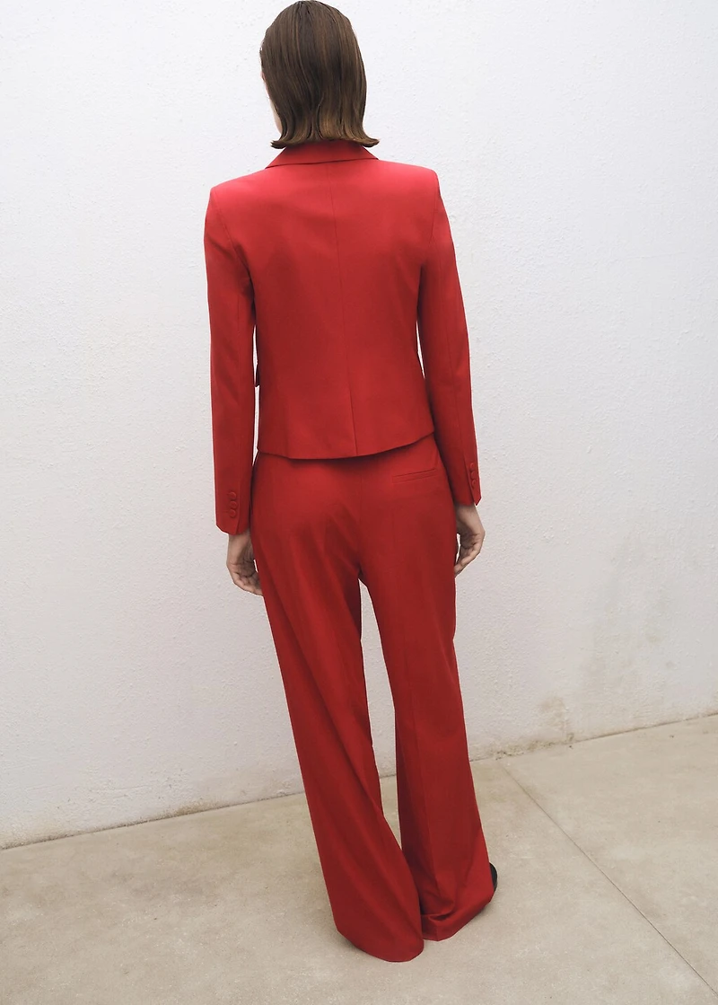 Wide leg wool-blend suit pants