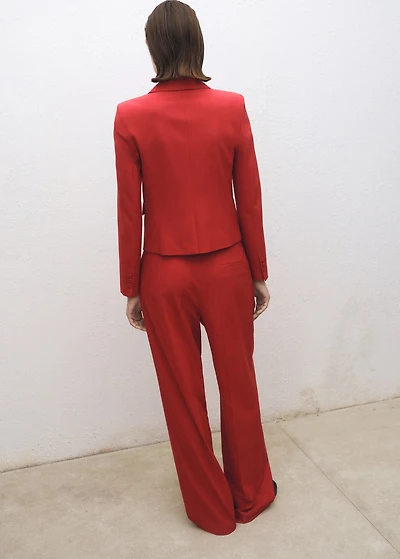 Wide leg wool-blend suit pants