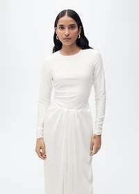 Combined-fabric long dress