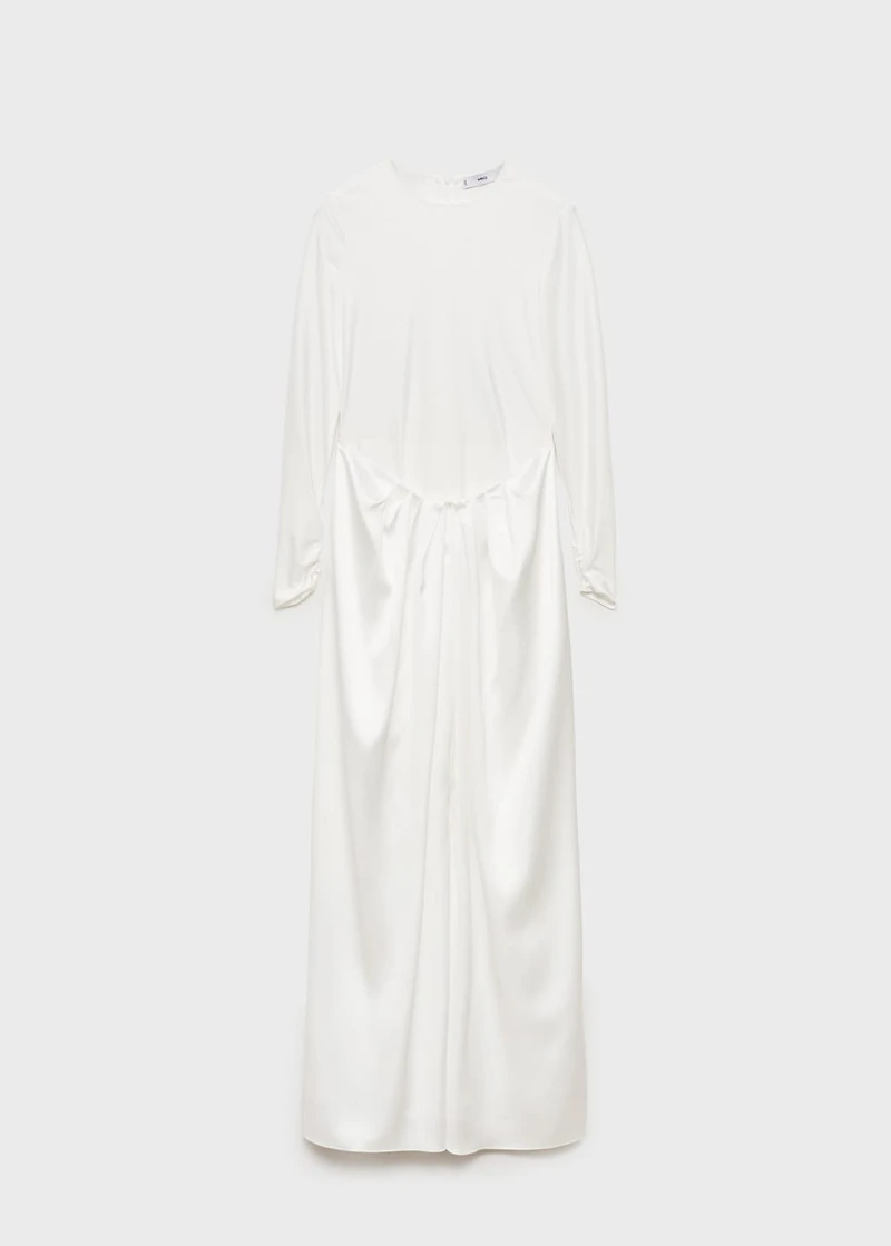 Combined-fabric long dress