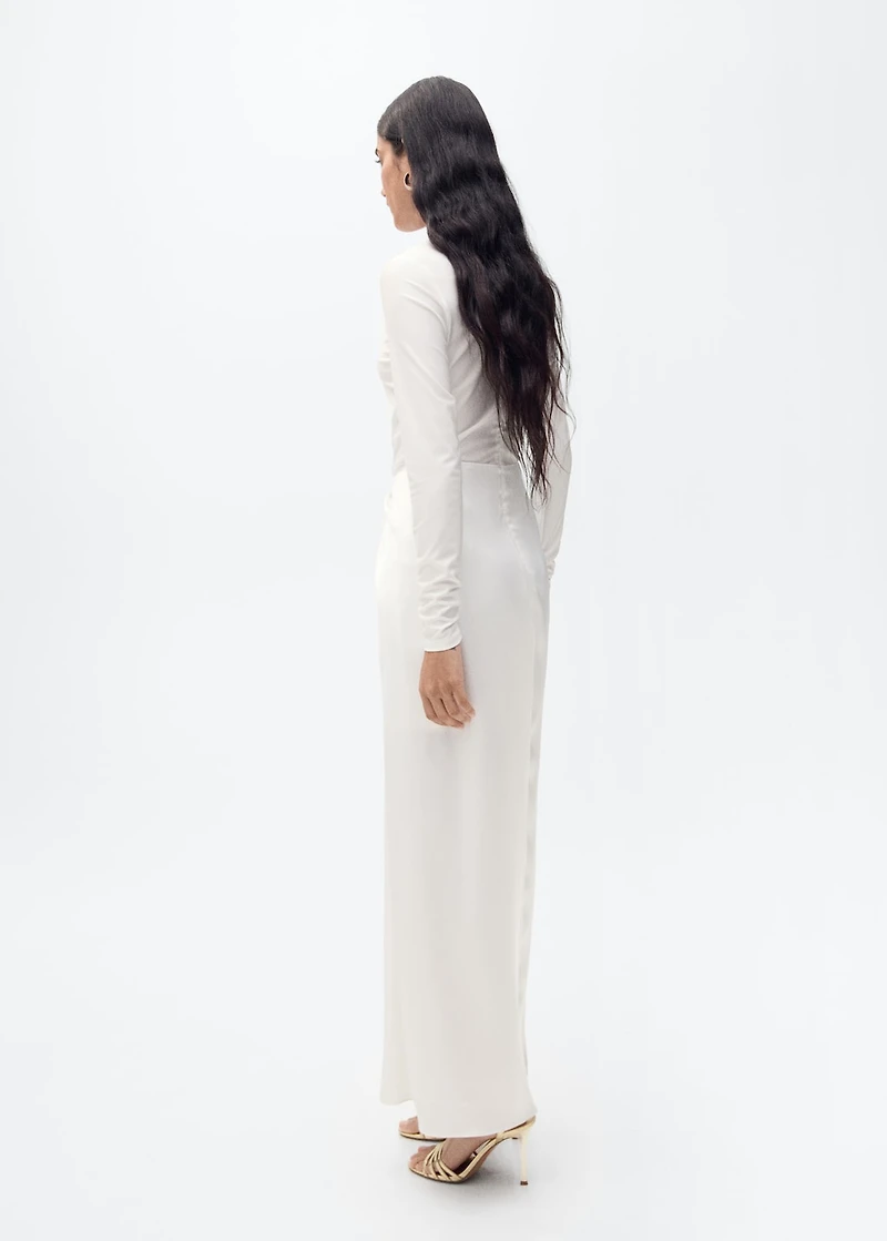 Combined-fabric long dress