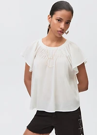 Pleated cotton blouse