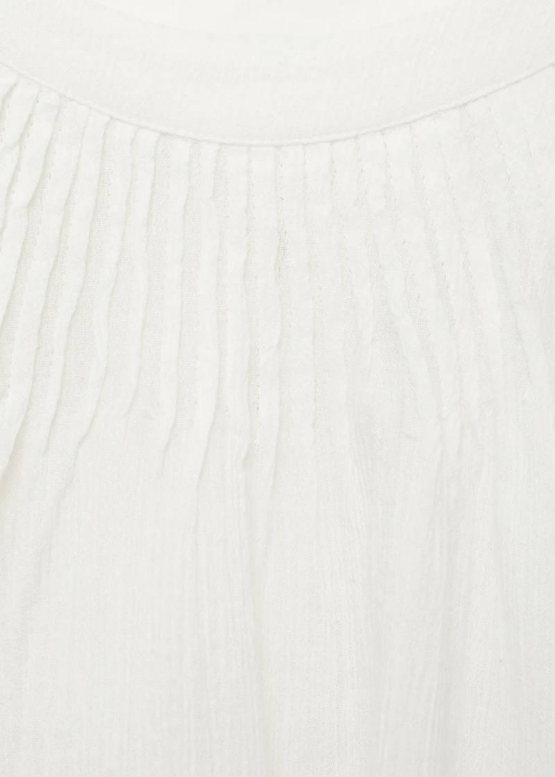 Pleated cotton blouse