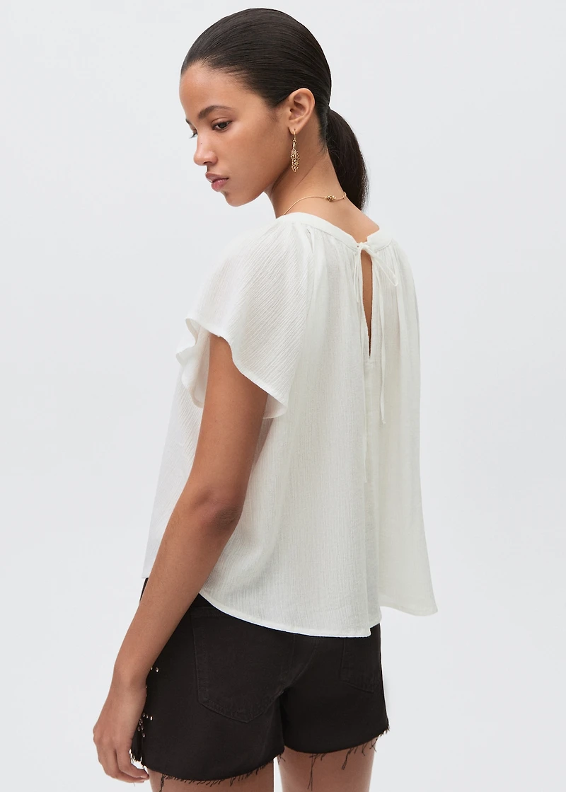 Pleated cotton blouse