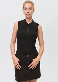 Polo-neck knitted top