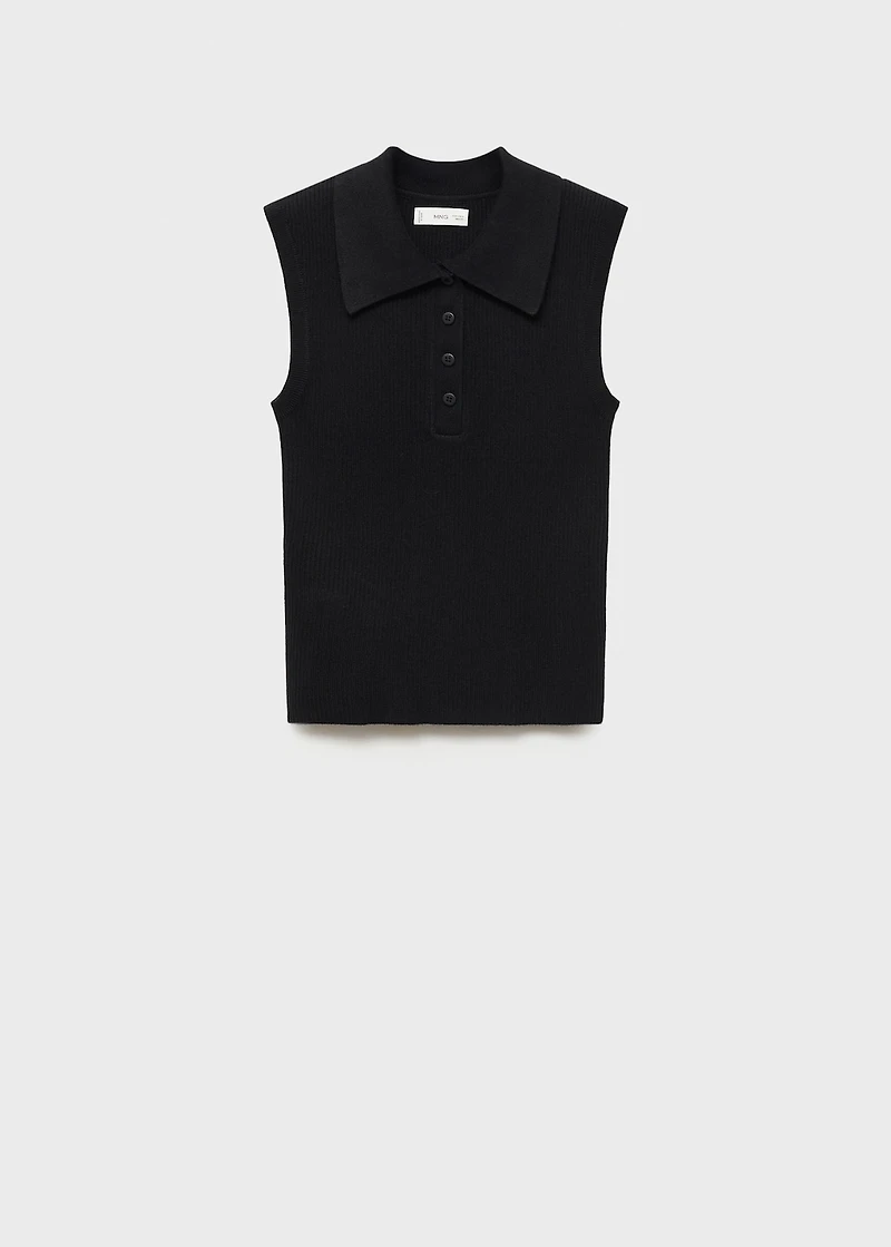 Polo-neck knitted top