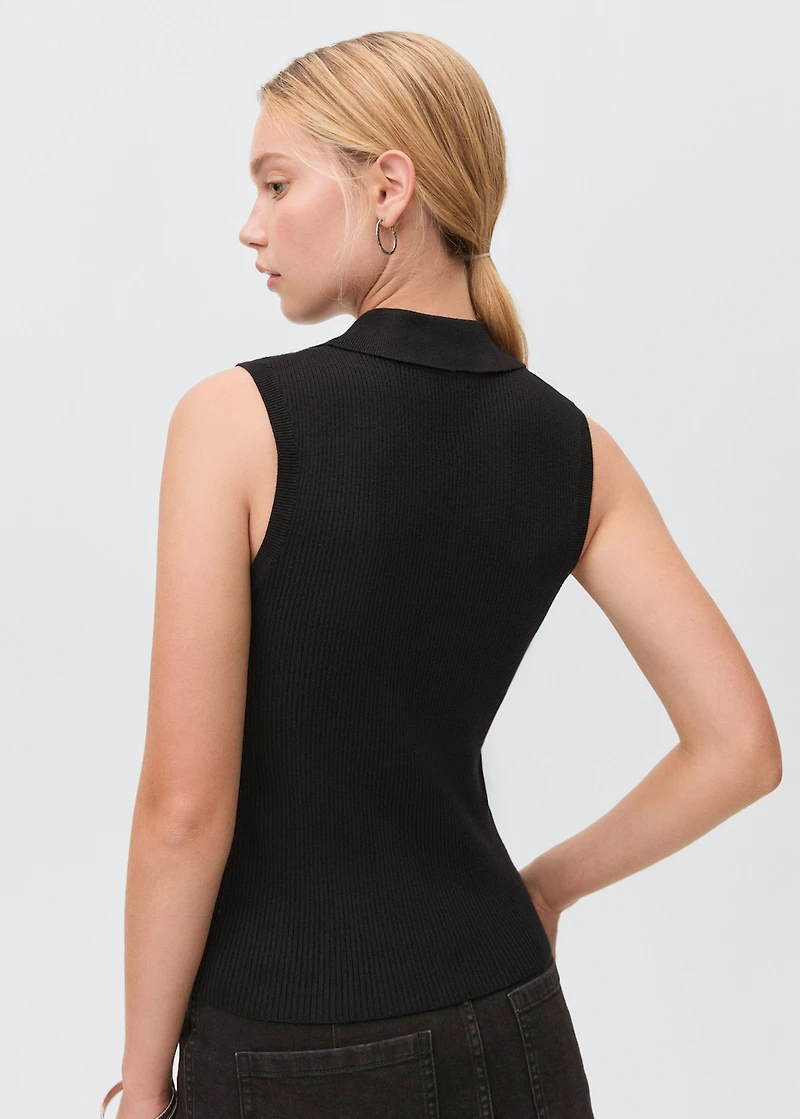 Polo-neck knitted top