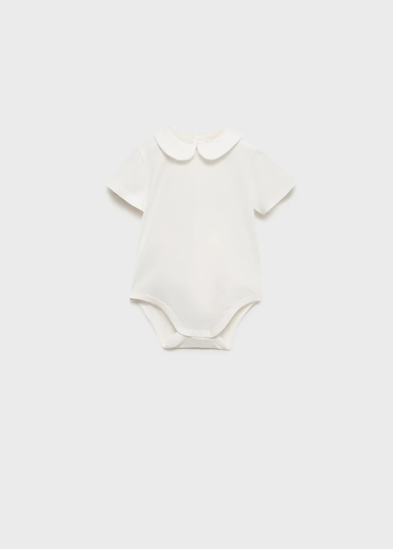 Cotton bodysuit with Peter Pan collar