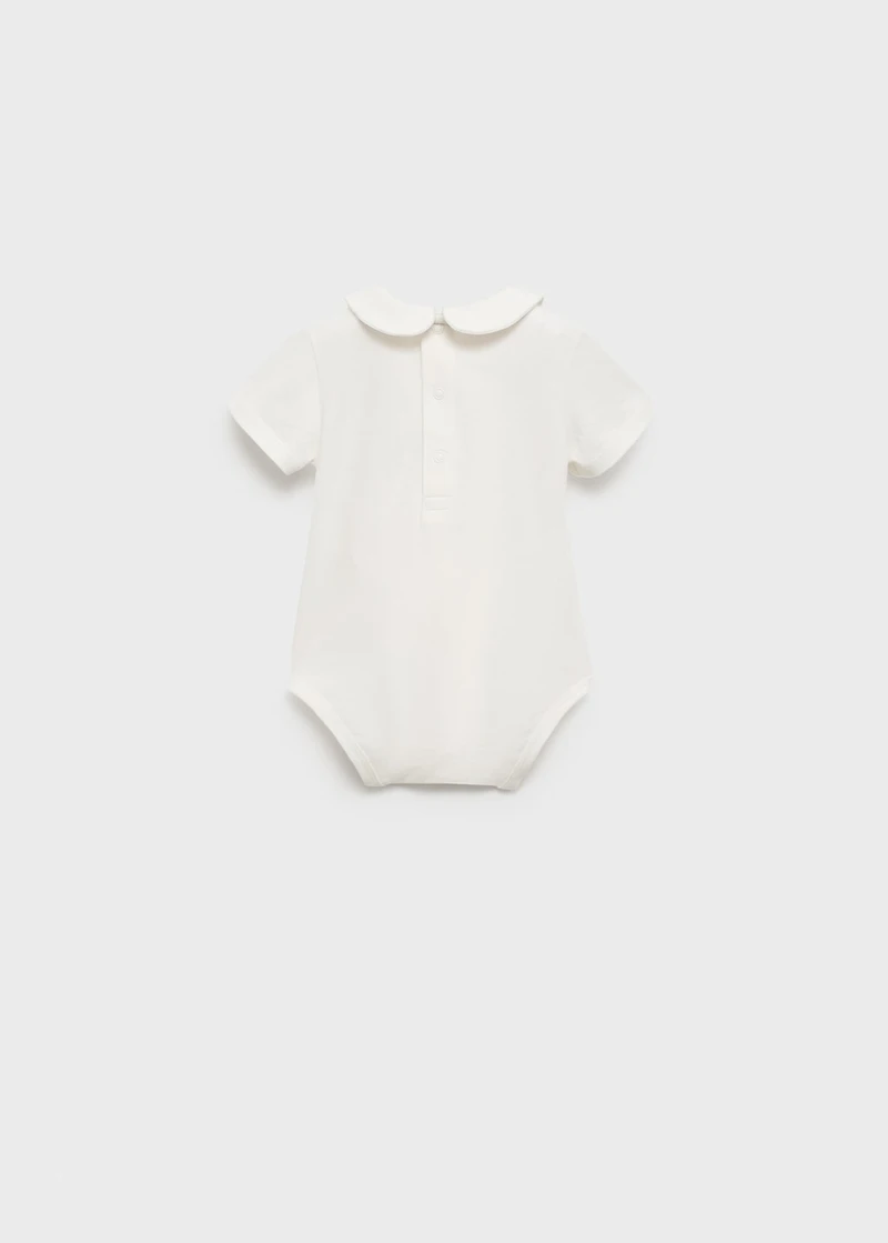 Cotton bodysuit with Peter Pan collar
