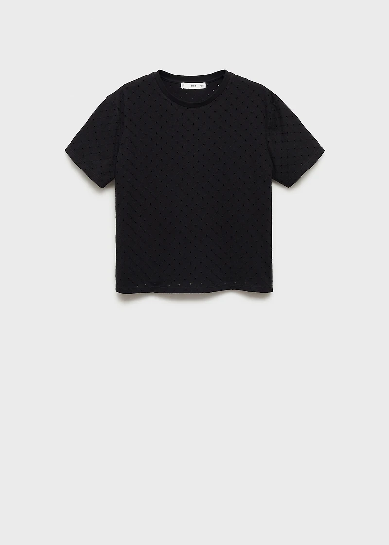 Embroidered t-shirt with lace accents