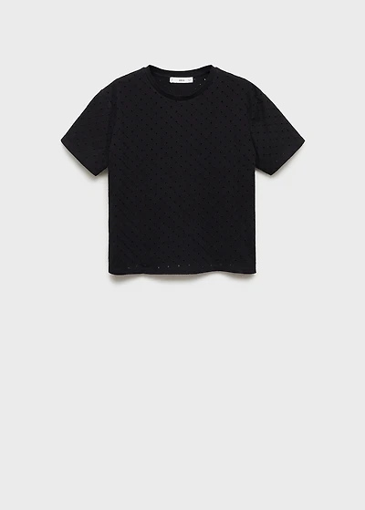 Embroidered t-shirt with lace accents