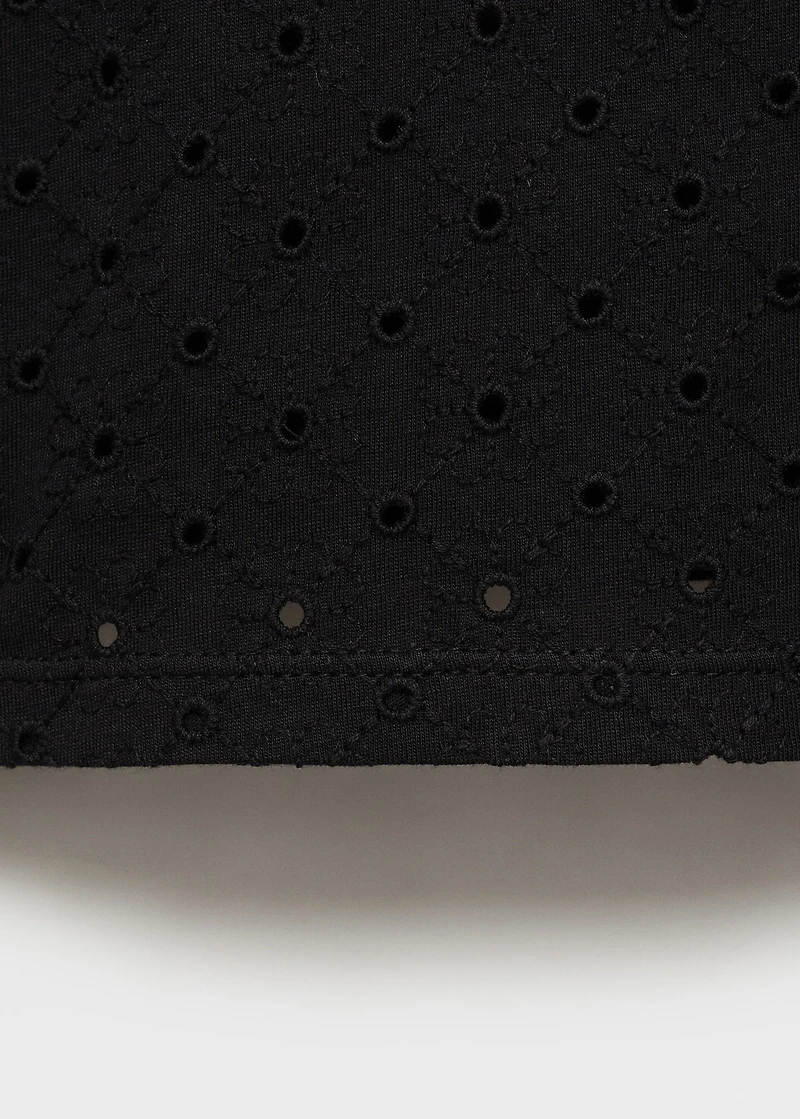 Embroidered t-shirt with lace accents