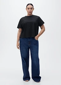 Embroidered t-shirt with lace accents