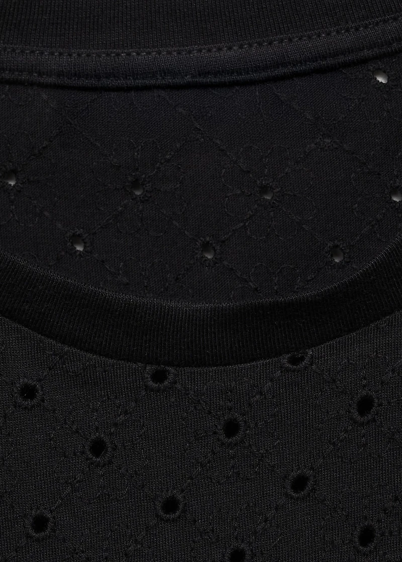 Embroidered t-shirt with lace accents