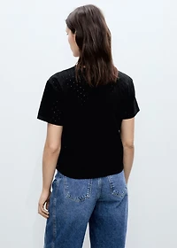 Embroidered t-shirt with lace accents