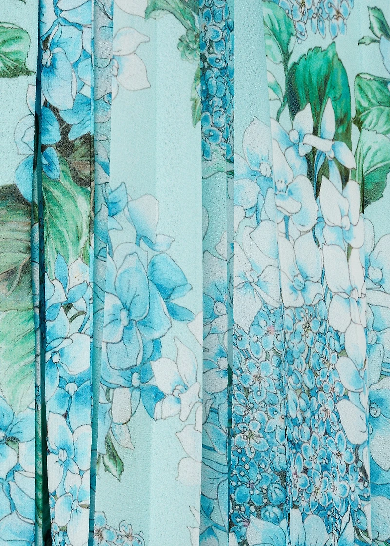 Floral-print pleated dress