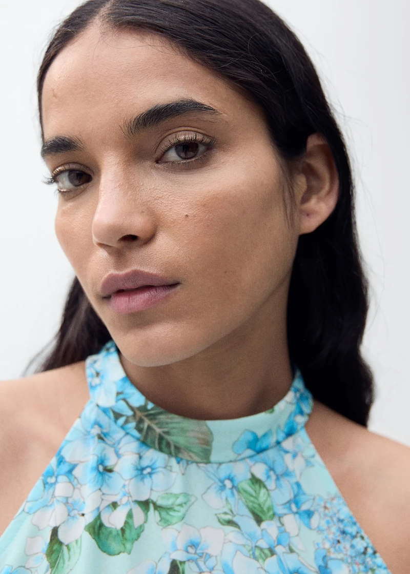 Floral-print pleated dress