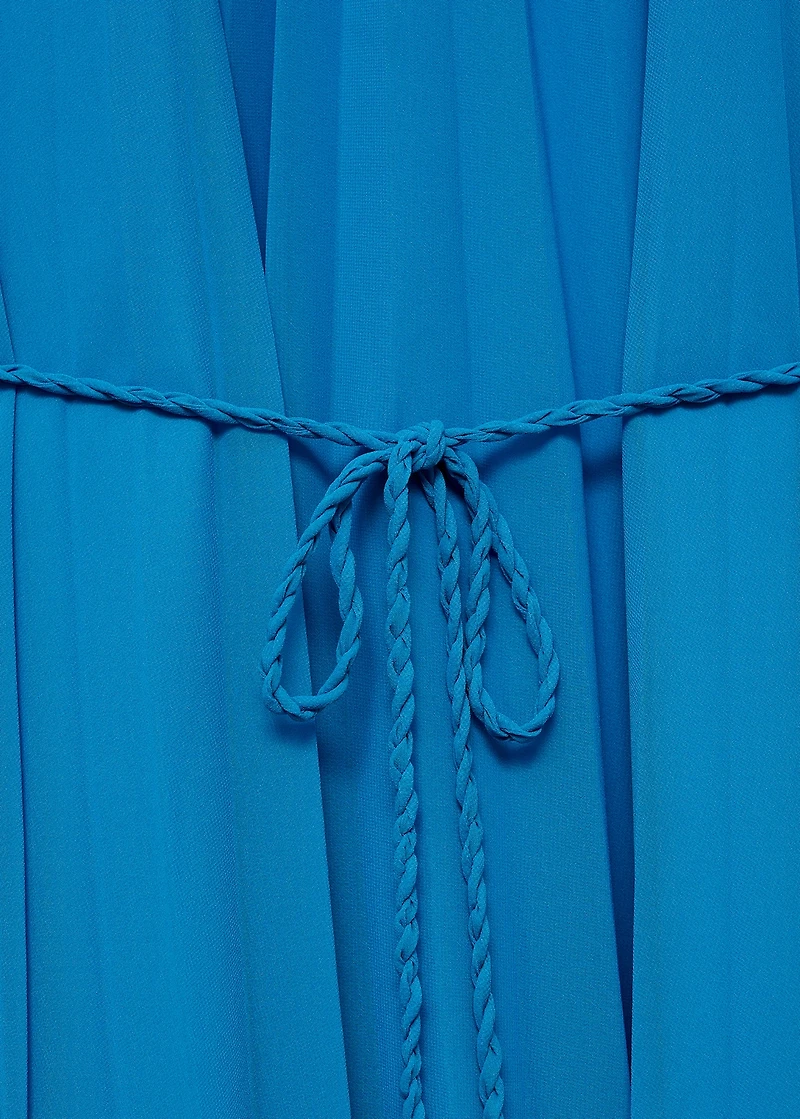 Flared-sleeve pleated dress