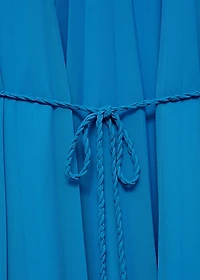 Flared-sleeve pleated dress