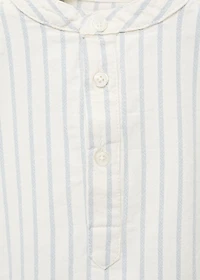 Striped Mao collar shirt