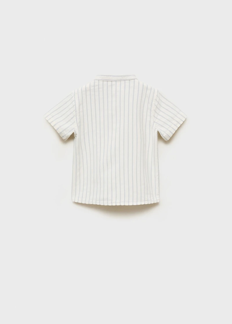 Striped Mao collar shirt