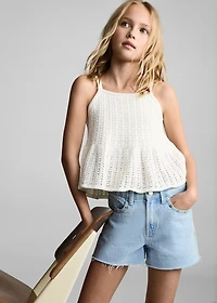 Studded denim shorts