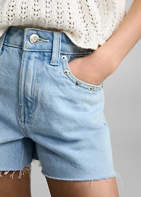 Studded denim shorts