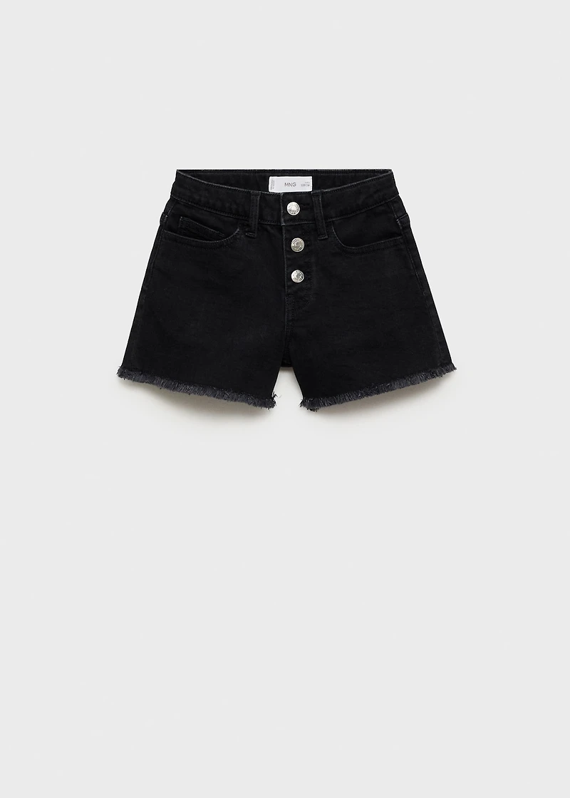 Denim shorts with frayed hem