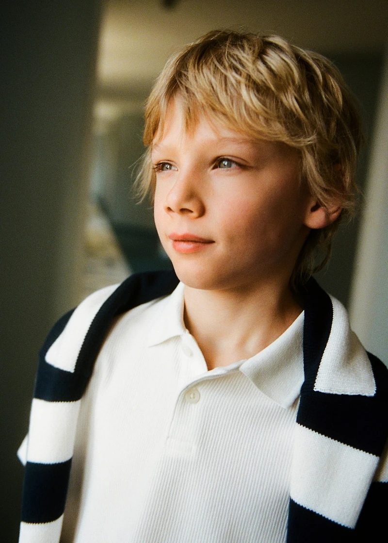 Ribbed cotton polo shirt