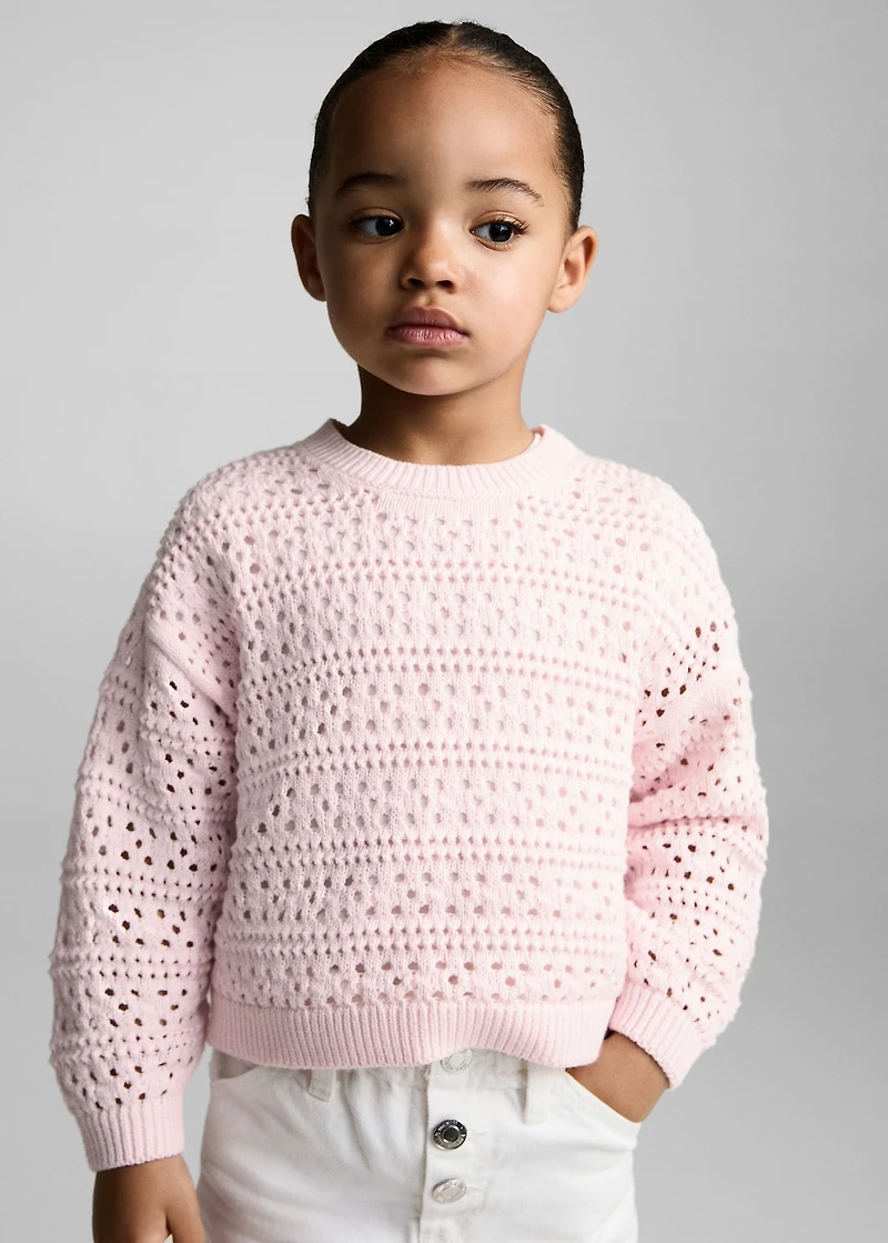 Cotton sweater with lace accents