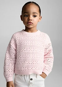 Cotton sweater with lace accents