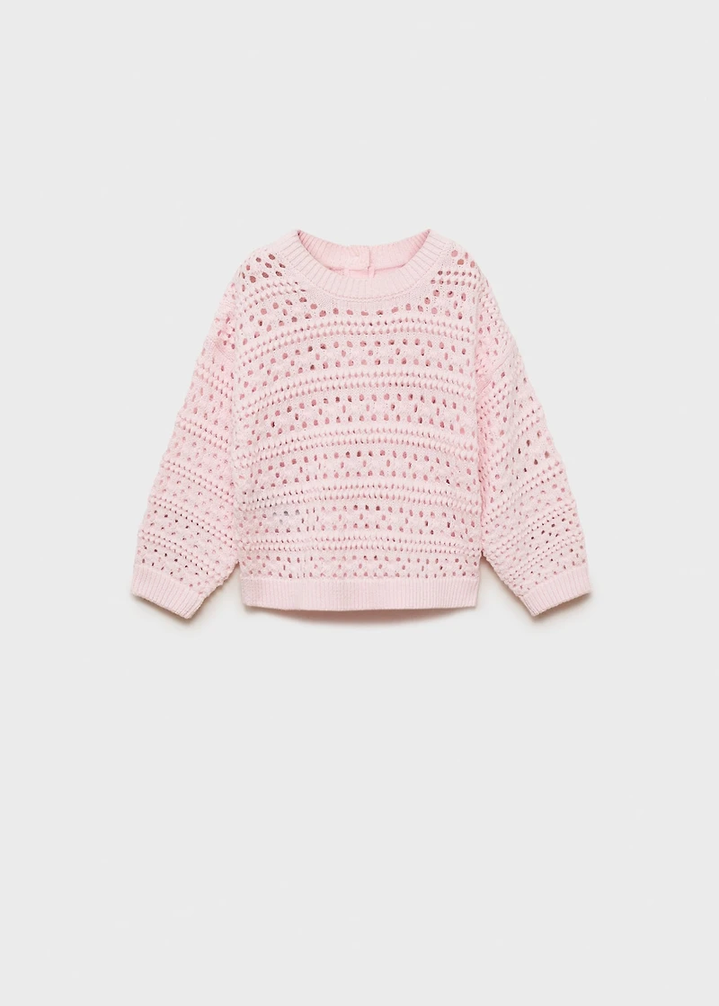 Cotton sweater with lace accents