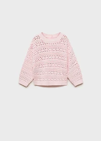 Cotton sweater with lace accents