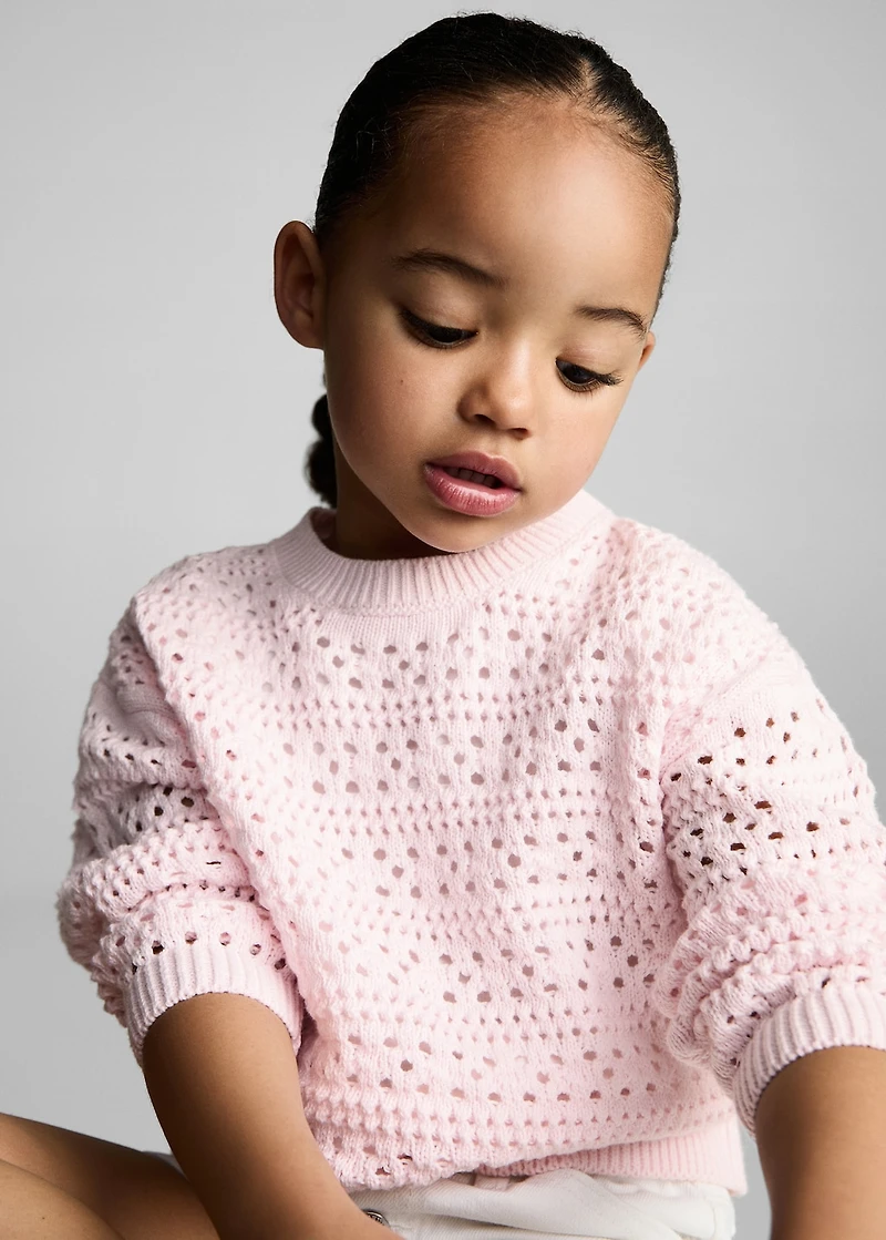 Cotton sweater with lace accents