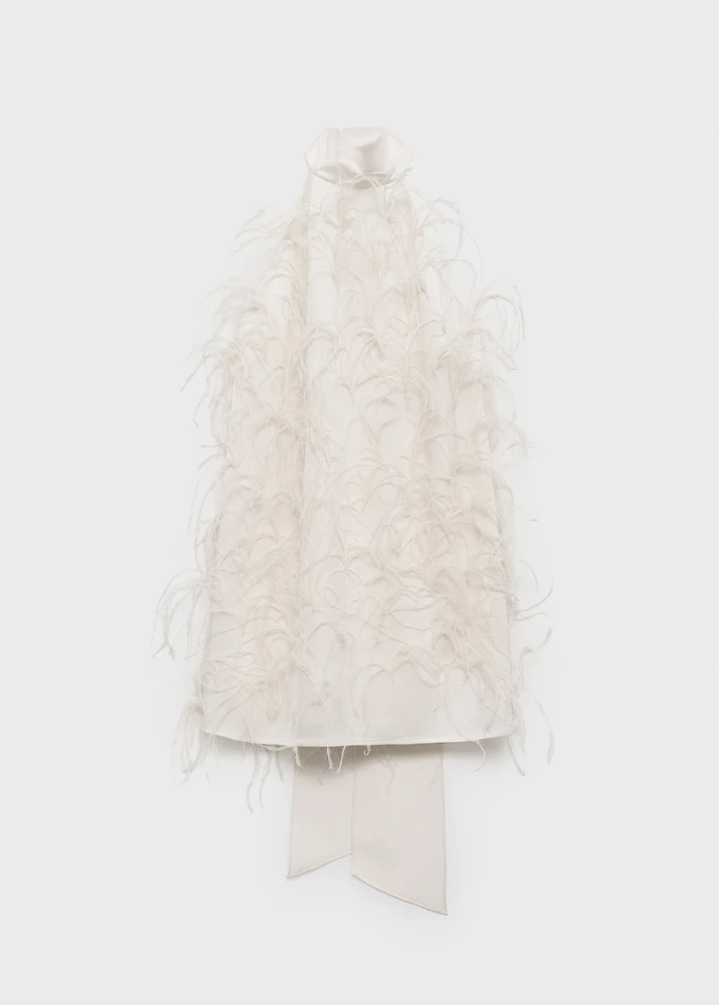 Halter dress with feather decoration