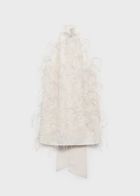 Halter dress with feather decoration