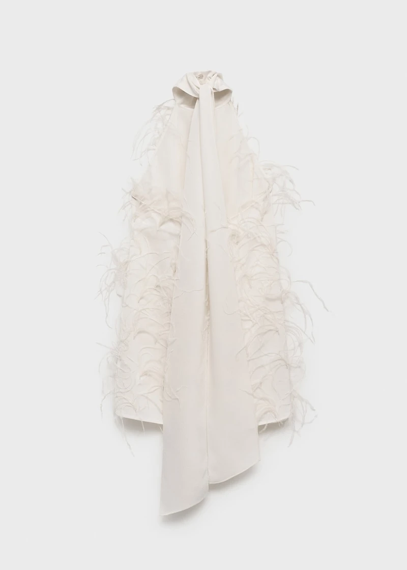 Halter dress with feather decoration