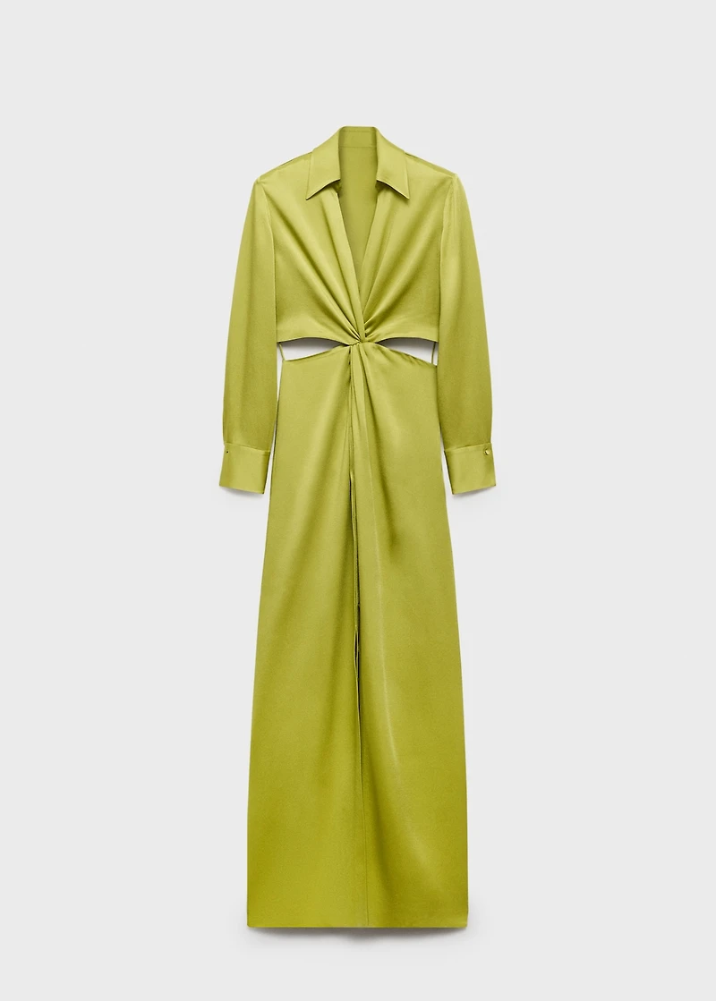 Draped shirt dress with side openings