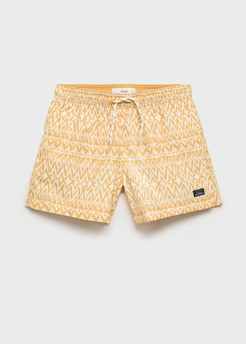 Printed swimsuit with drawstring